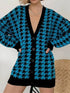 'Morraine' Checkered Long Sleeve Cardigan - Celes Fashion